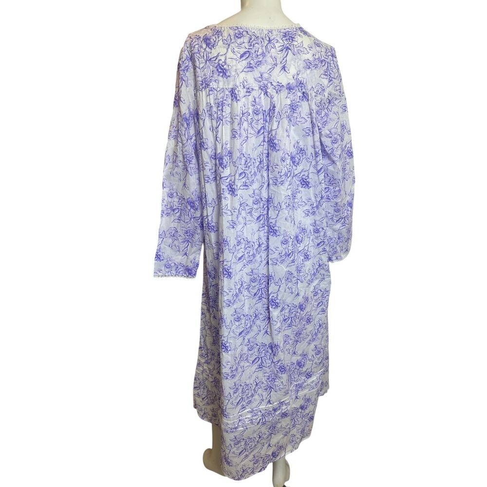 Eileen West Nightgown M NWT 100% Cotton Lavender Floral Lace Trim Ballet Gown - Picture 5 of 15